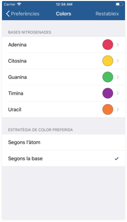 Preferències de colores